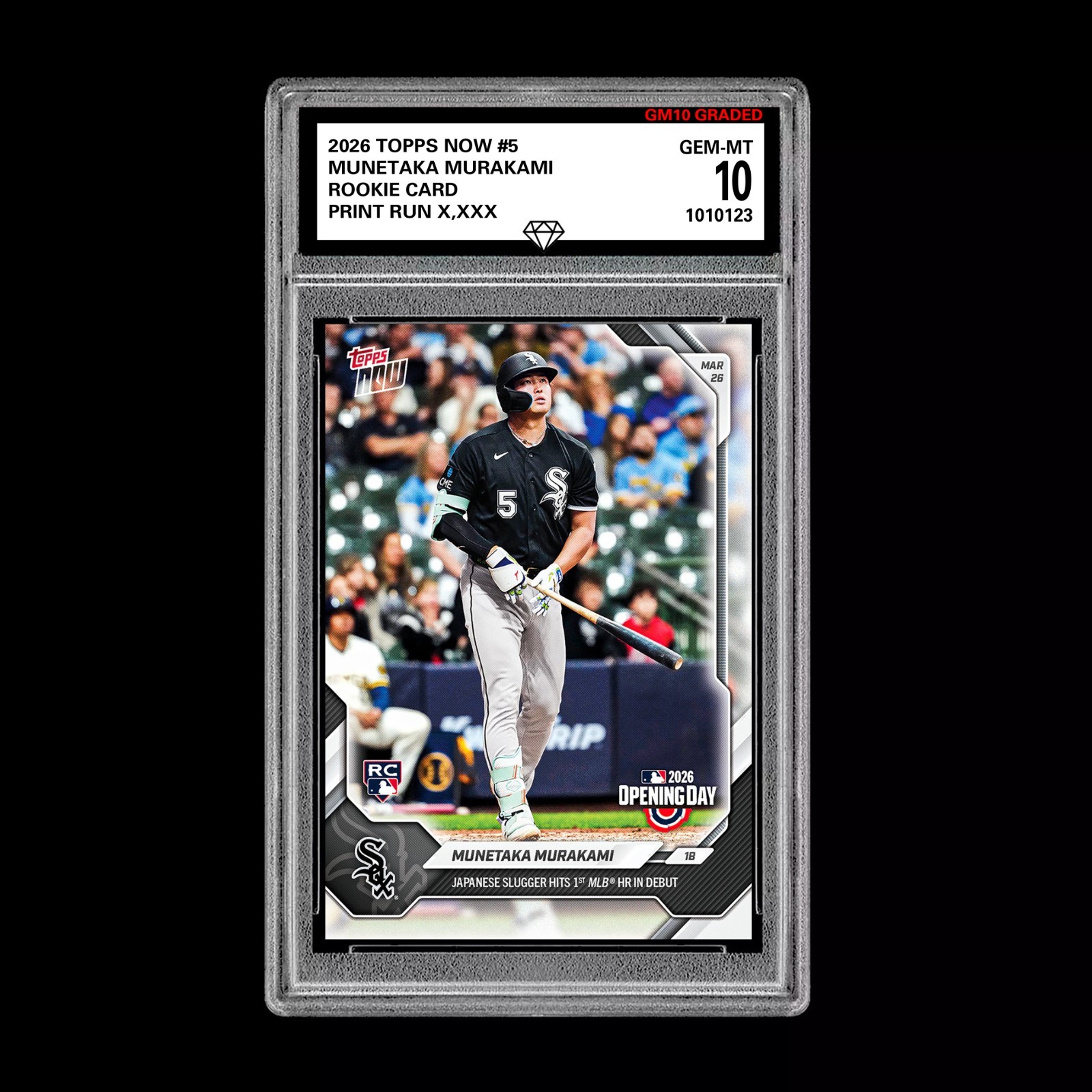 Graded 10 Munetaka Murakami RC Rookie #5 2026 Topps Now MLB Opening Day