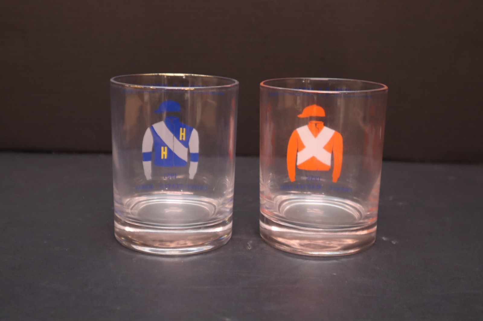 Washington D.C. International Horse Racing Glass Jockey Tumblers Glass 1956 1957