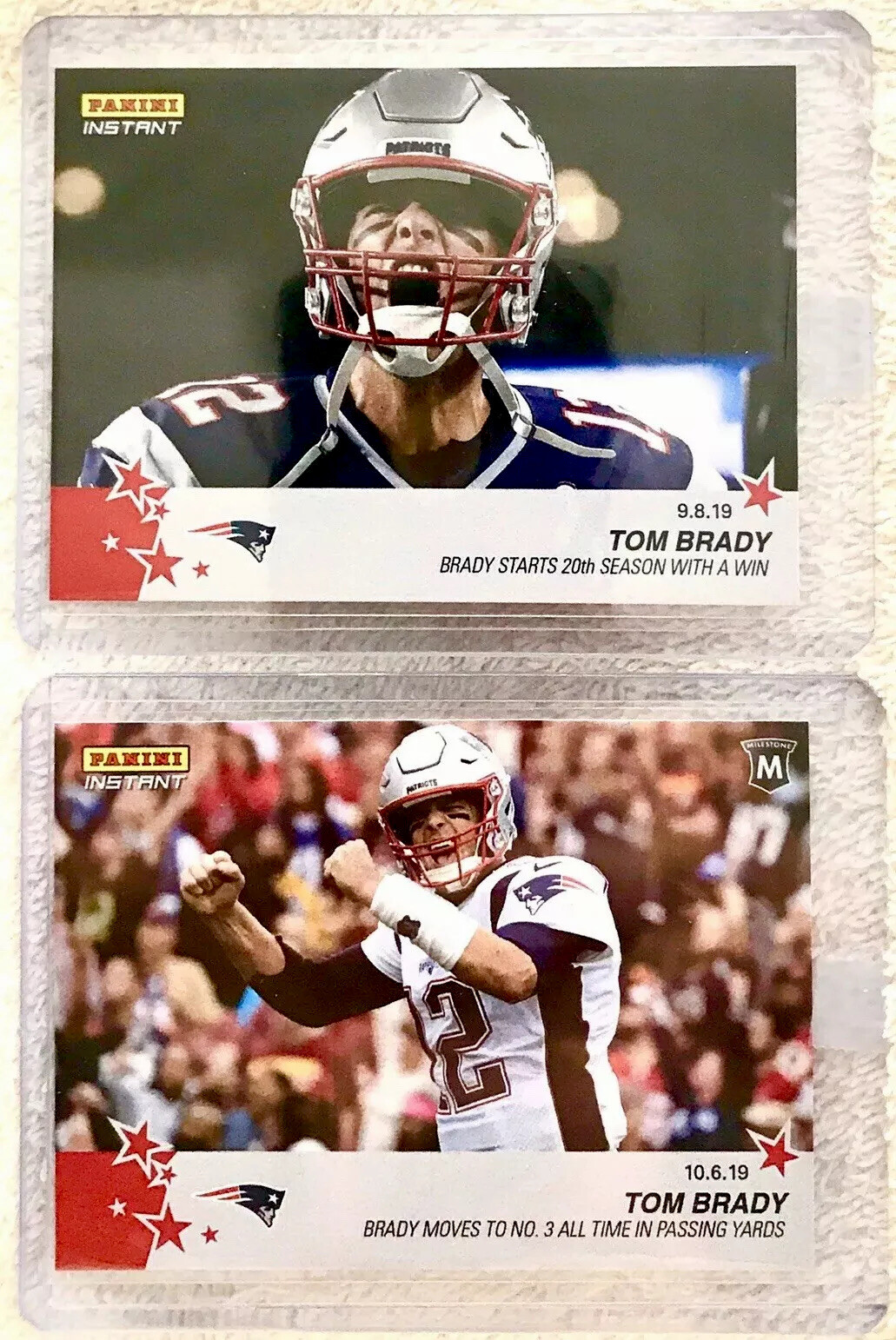 TOM BRADY 1/96 & 1/109 Lot of 2 Panini Instant Cards SP last Brady @Patriots🔥🔥