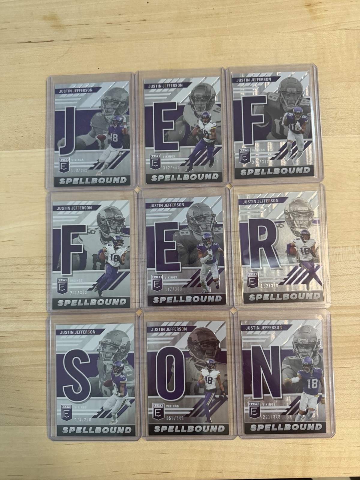 2023 Panini Donruss Justin Jefferson Spellbound Complete Silver Set /349