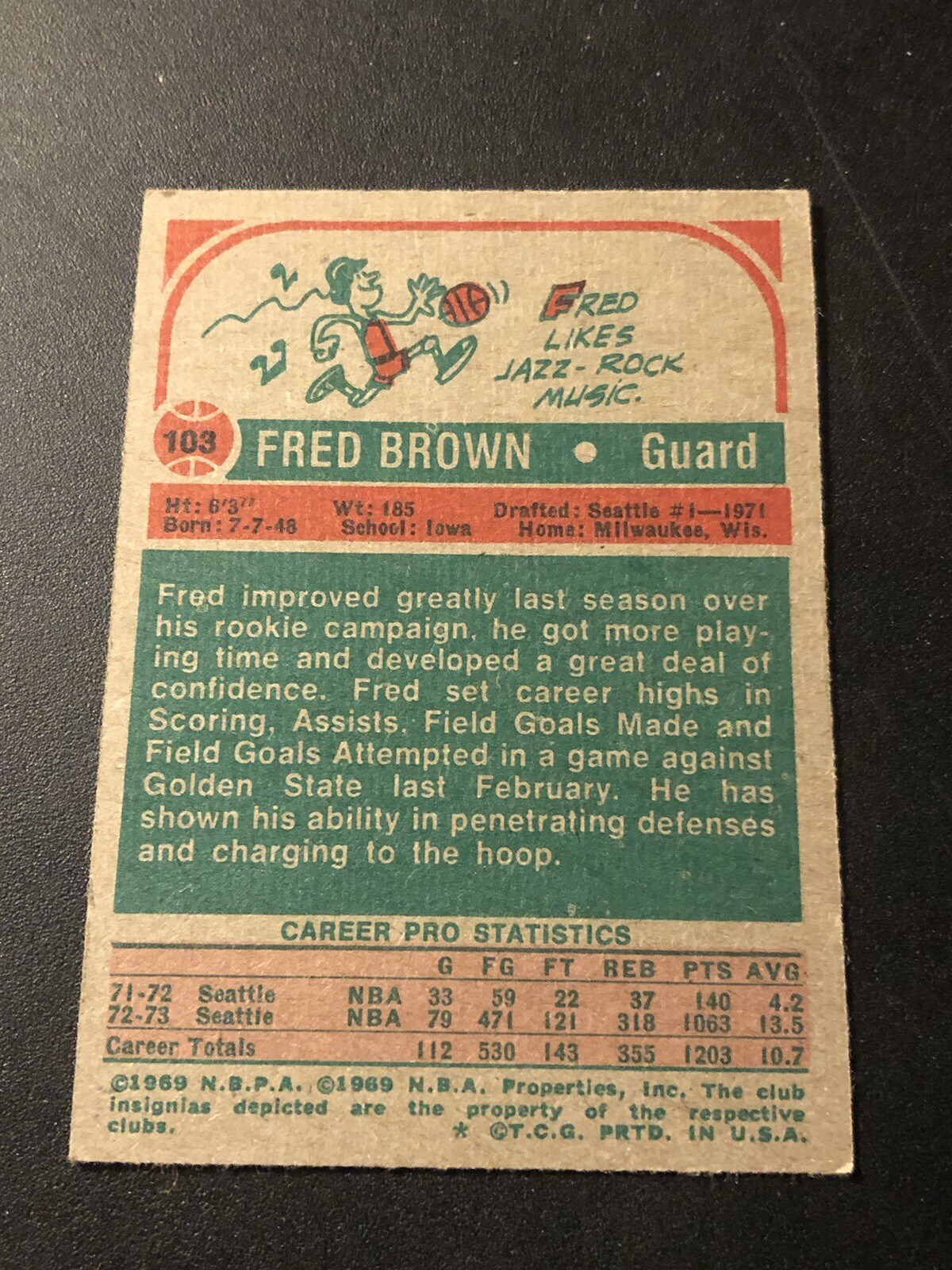 1973-74 Topps Fred Brown #103 Rookie RC EXMT