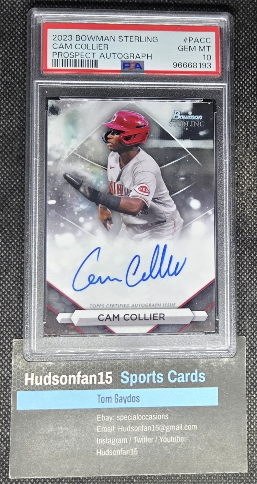 Cam Collier 2023 Bowman Sterling Autograph #PA-CC Auto PSA 10 Cincinnati Reds