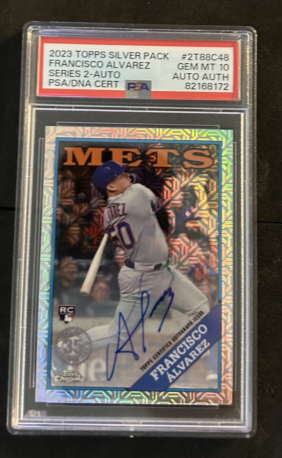 Francisco Alvarez RC 2023 Topps Series 2 1988 Auto /99 Rookie Card PSA GM10