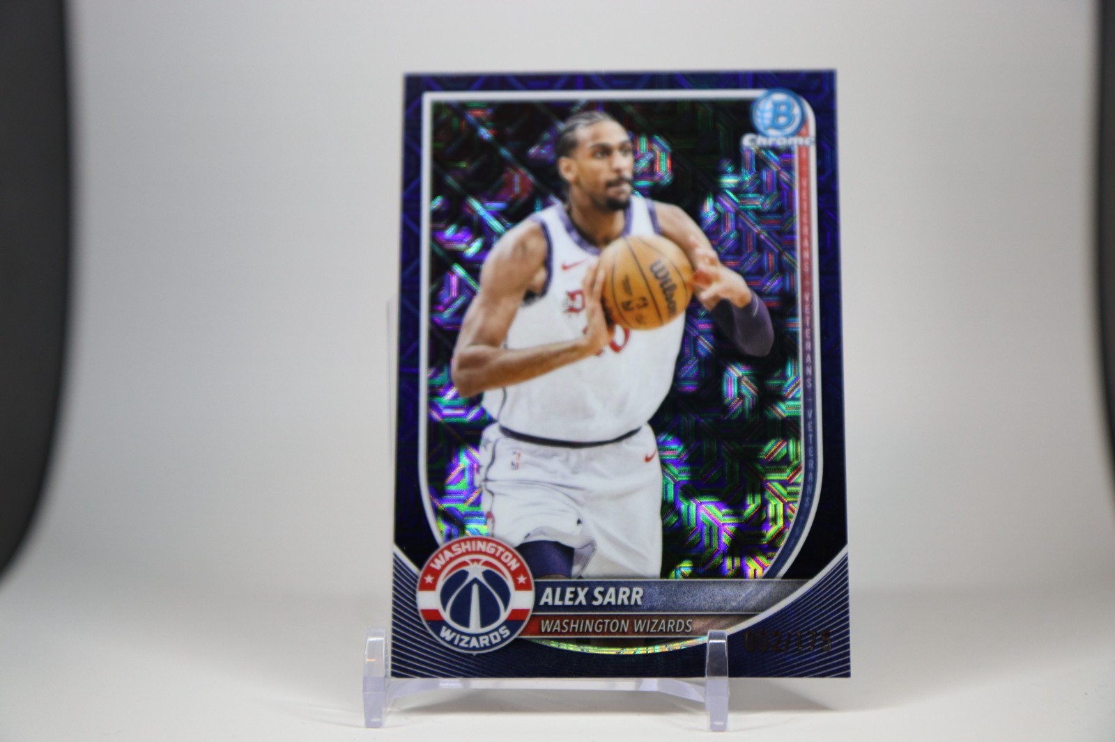 Alex Sarr /175 – 2025-26 Bowman Chrome – Navy Mojo Refractor – #BCV-99