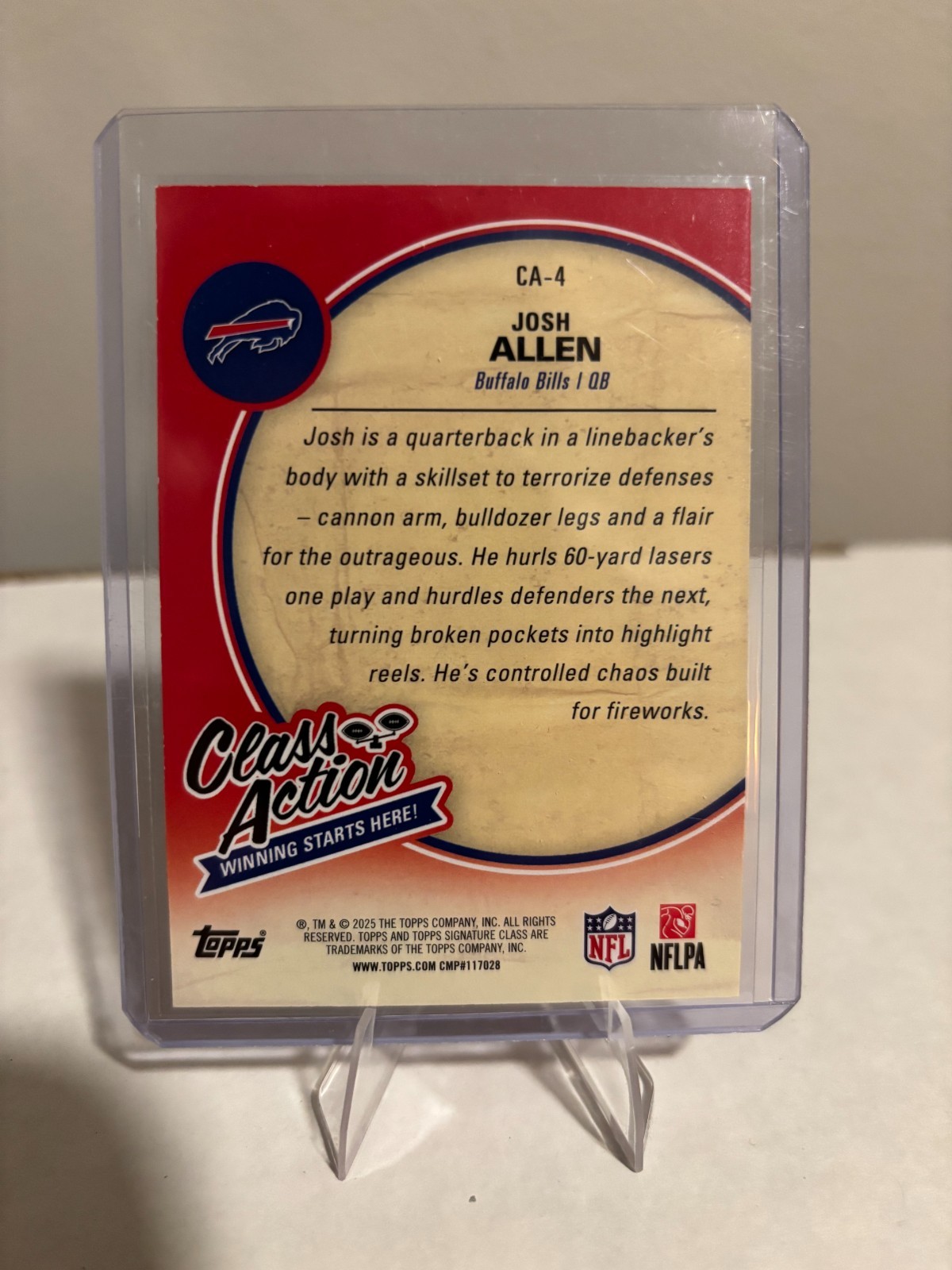 Josh Allen /5 Class Action #CA-4 Signature Class Color Match and First In Print