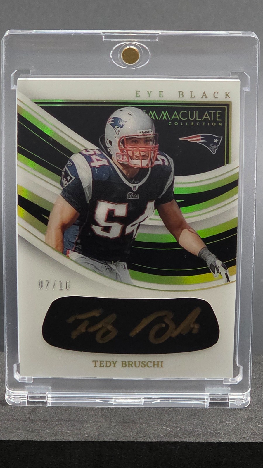 🏈 2023 Immaculate Tedy Bruschi Eye Black AUTO Relic #7/10 🏈 Patriots Signed SP