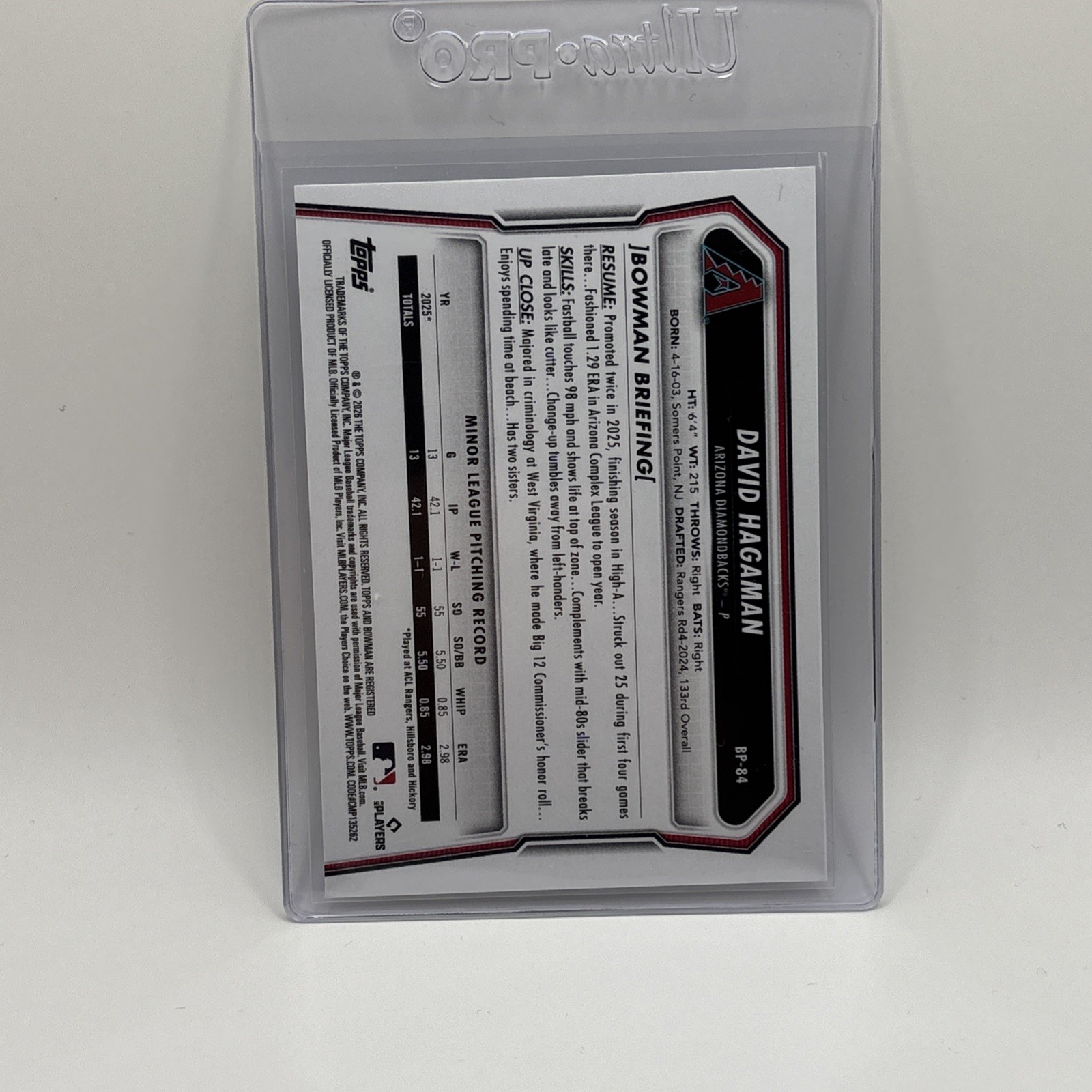 2026 Bowman – David Hagaman 1st Bowman Paper #BP-84