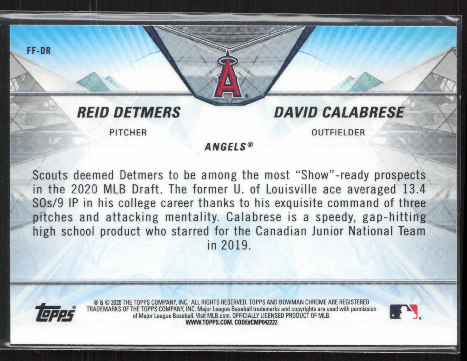 2020 Bowman Draft Reid Detmers David Calabrese Franchise Futures Angels