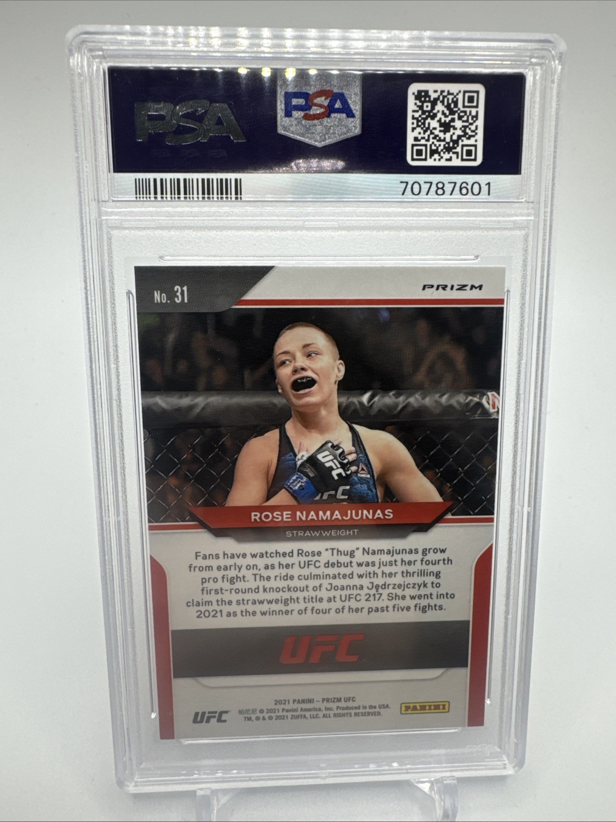 Rose Namajunas 2021 Prizm White Sparkle PSA-10 UFC-S-722