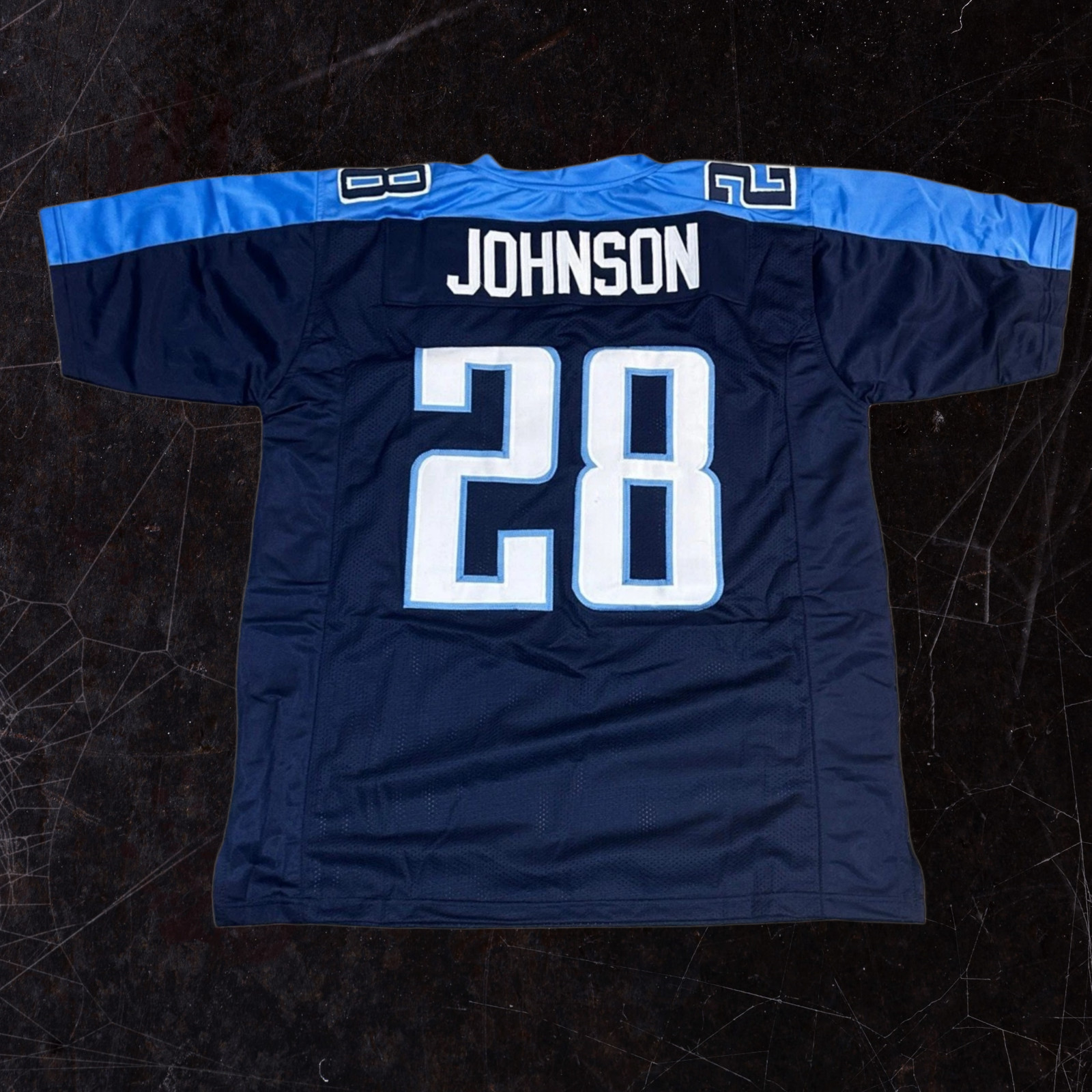 Men’s #28 Johnson Blue Custom Stitched Jersey New No Brand/No Logos GENERIC