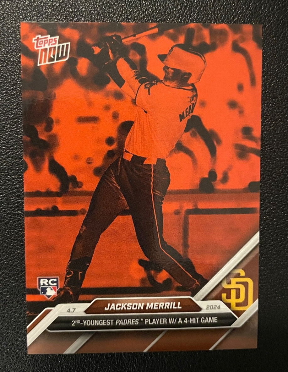 2024 Topps Now Jackson Merrill RC #45 Eclipse 4 Hit Game Print Run 467 Padres