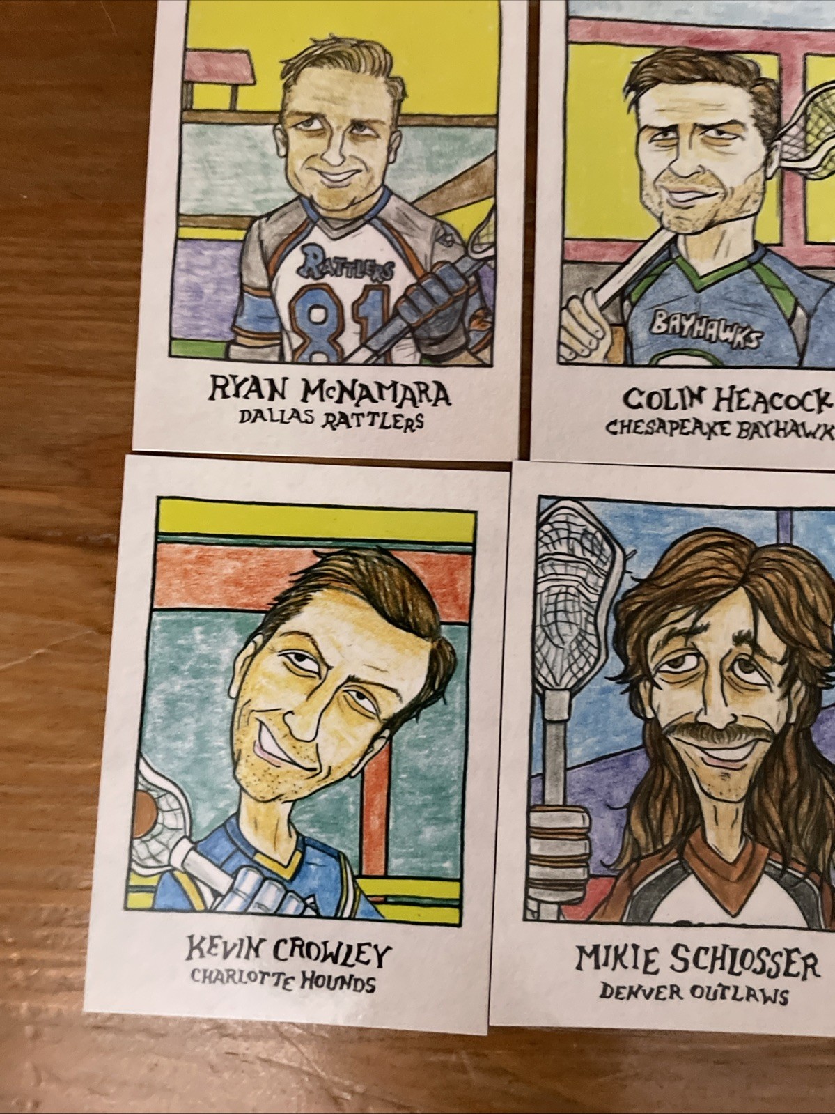 10 Cartoon Lacrosse Cards From The 2019 Parkside Major League Lacrosse Set.