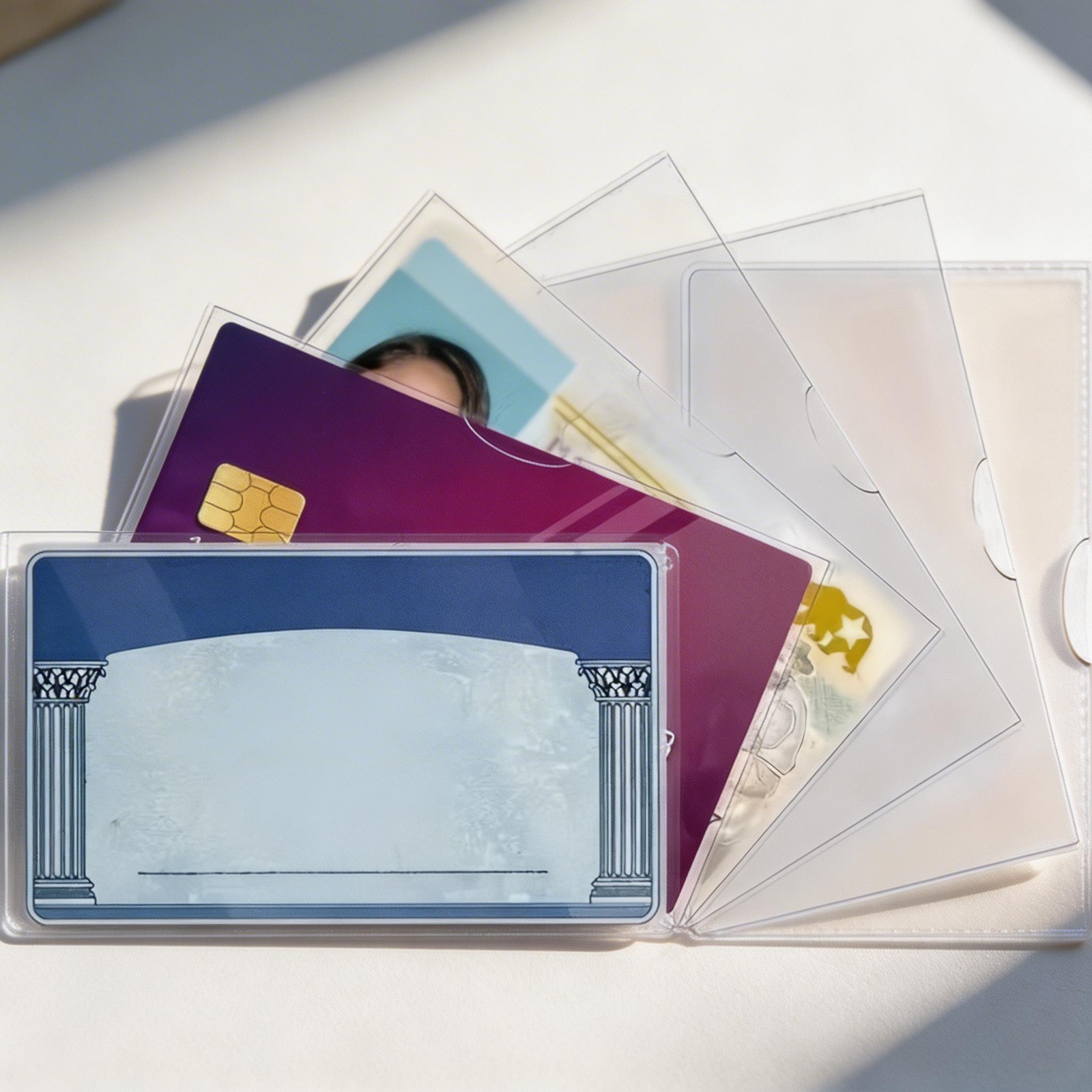 10Pcs Classic Clear PVC Waterproof Card Holder Wide Mouth