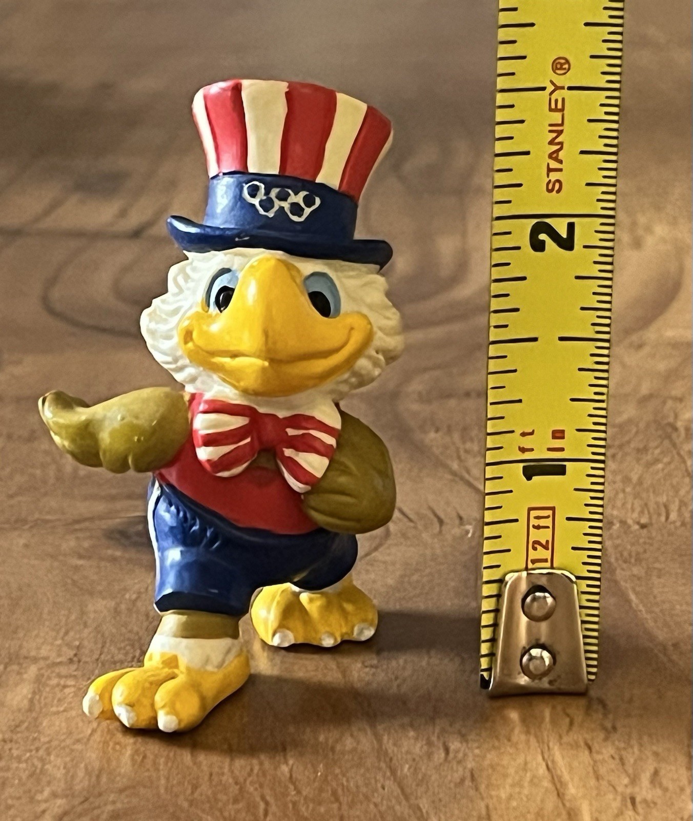 Olympics Mascot Sam The Eagle PVC Figure Patriotic Top Hat Bow Tie Hong Kong