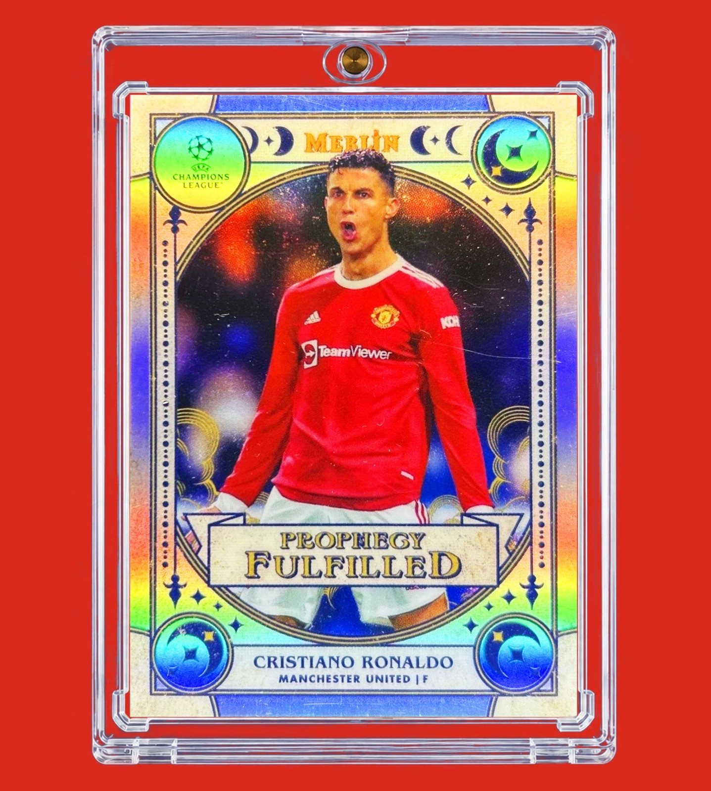 Cristiano Ronaldo SILVER MOON REFRACTOR PRIZM SP Insert Rare UEFA Card Portugal