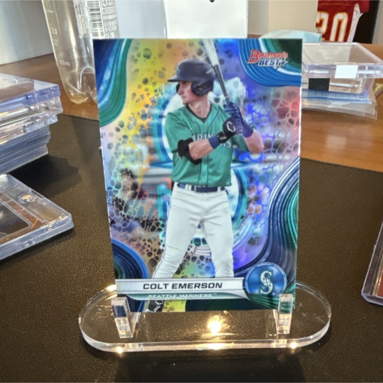 2024 Bowman’s Best Top Prospects Refractor Mini Diamonds Colt Emerson TP-22.