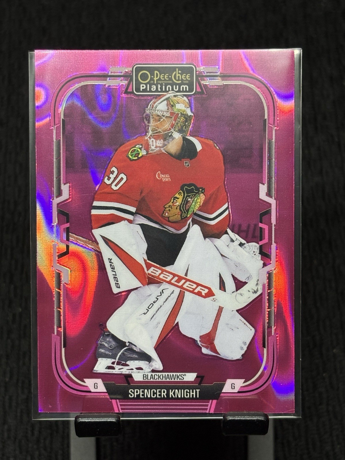 2025-2026 O-Pee-Chee Platinum Spencer Knight Pink Magma #26 Chicago Blackhawks