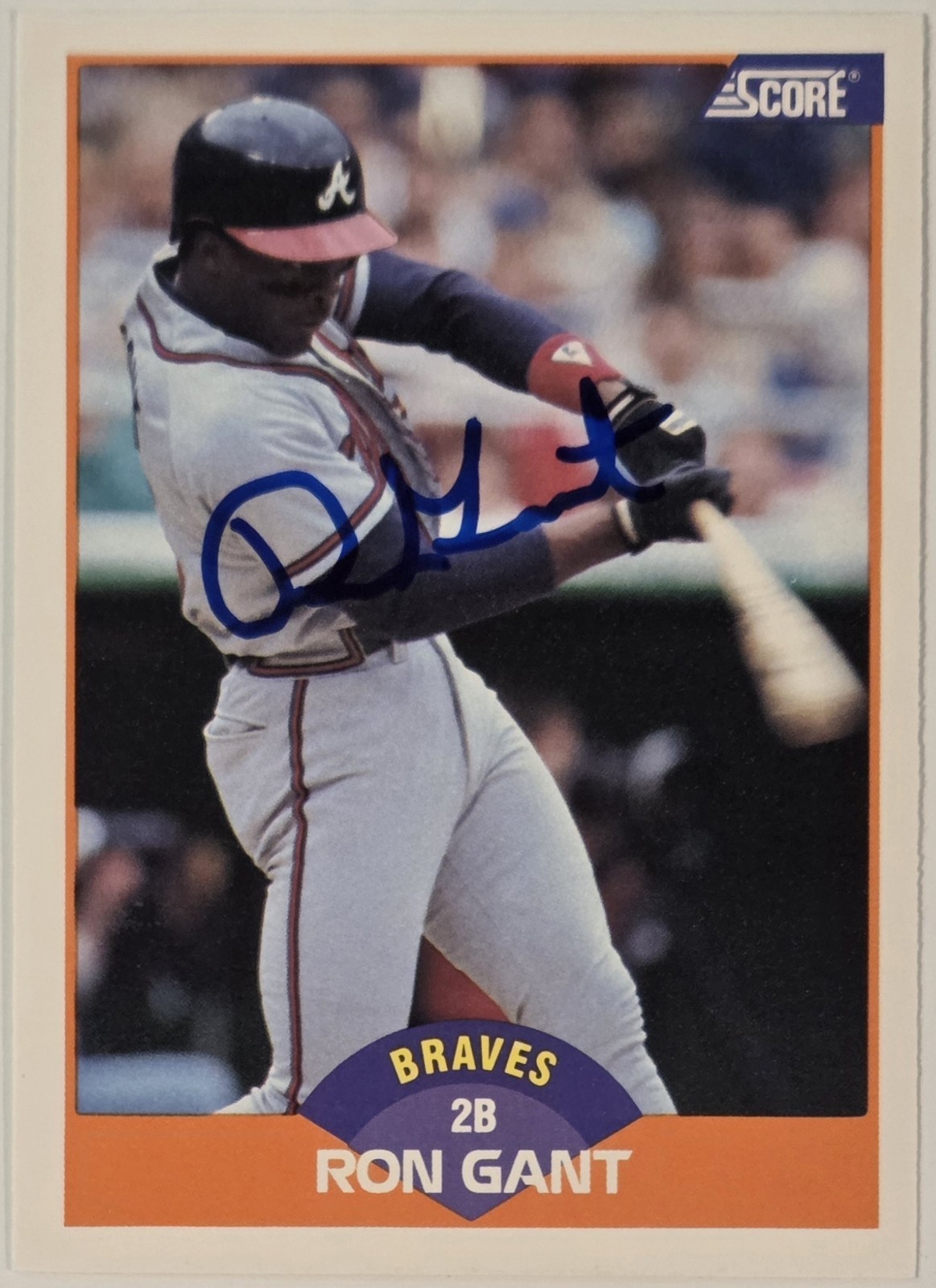 1989 Score Ron Gant Auto Card #372 Atlanta Braves Baseball Signed MLB