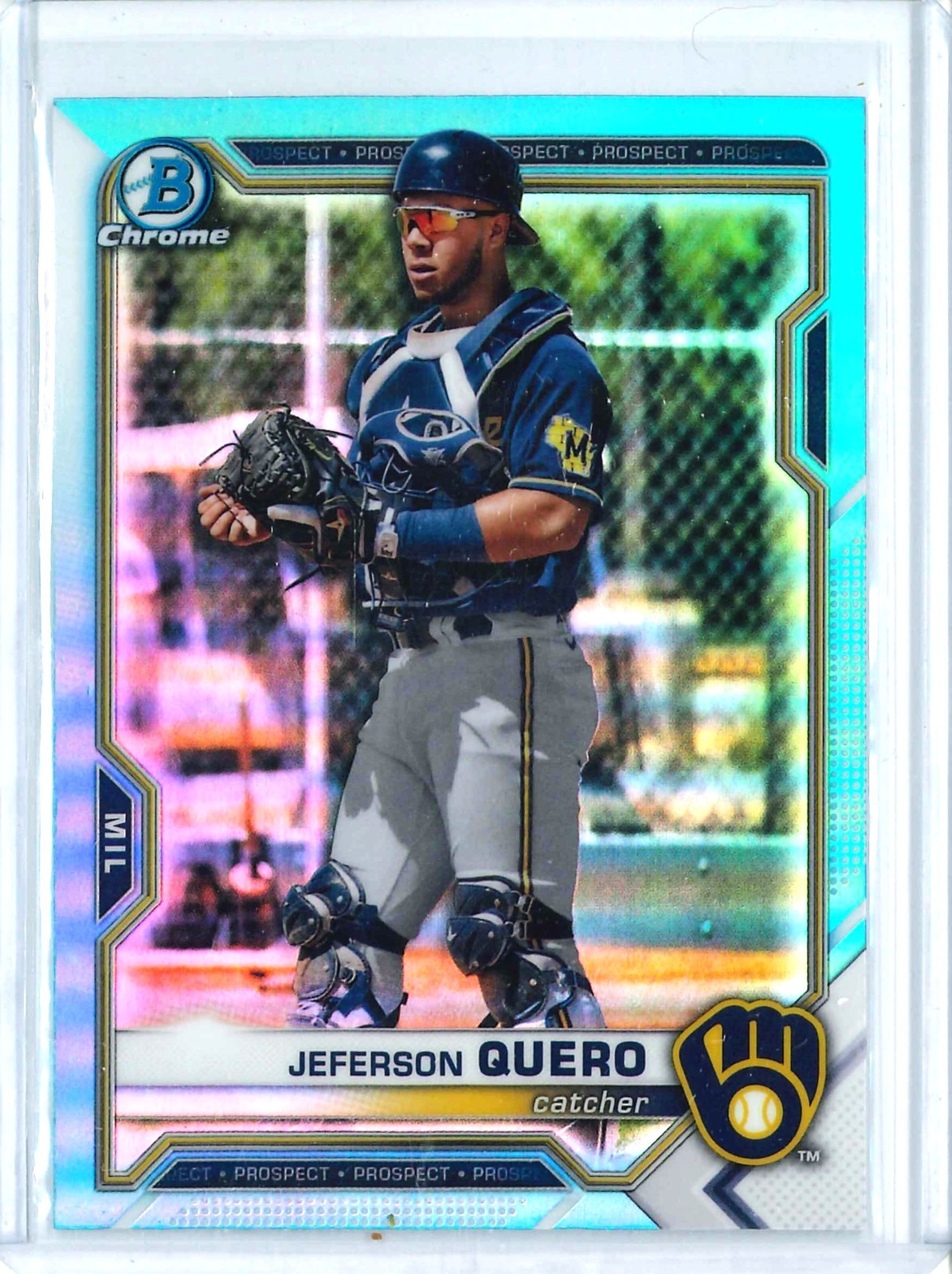 2021 Bowman Draft Chrome Sky Blue Refractor Jeferson Quero #BDC-183 – Brewers