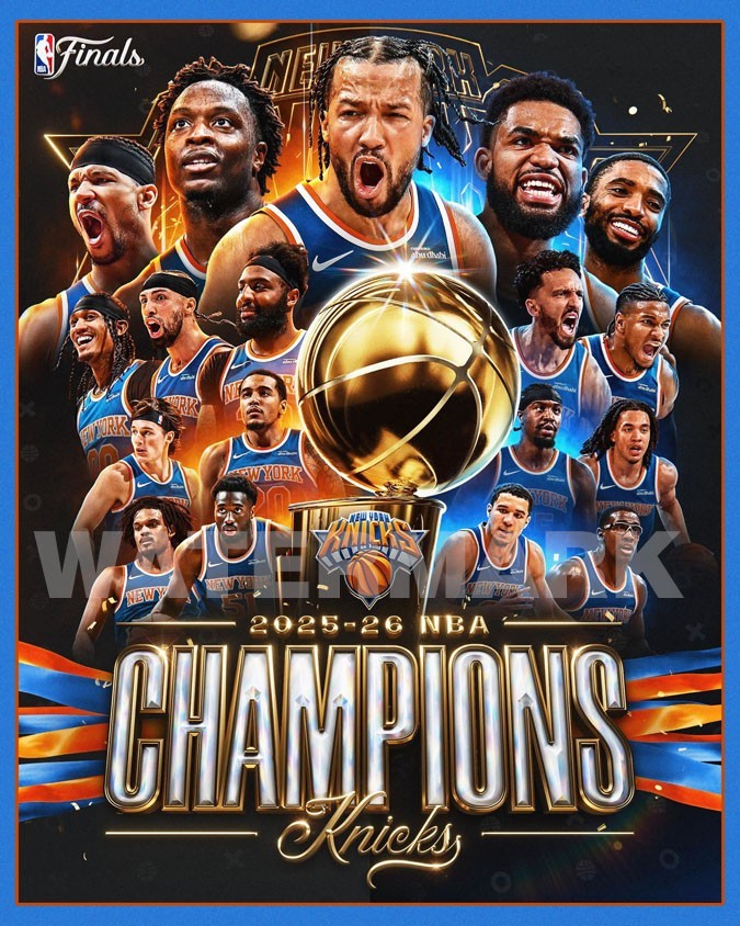 2026 NEW YORK KNICKS Glossy 8×10 Photo NBA Finals Champions Print