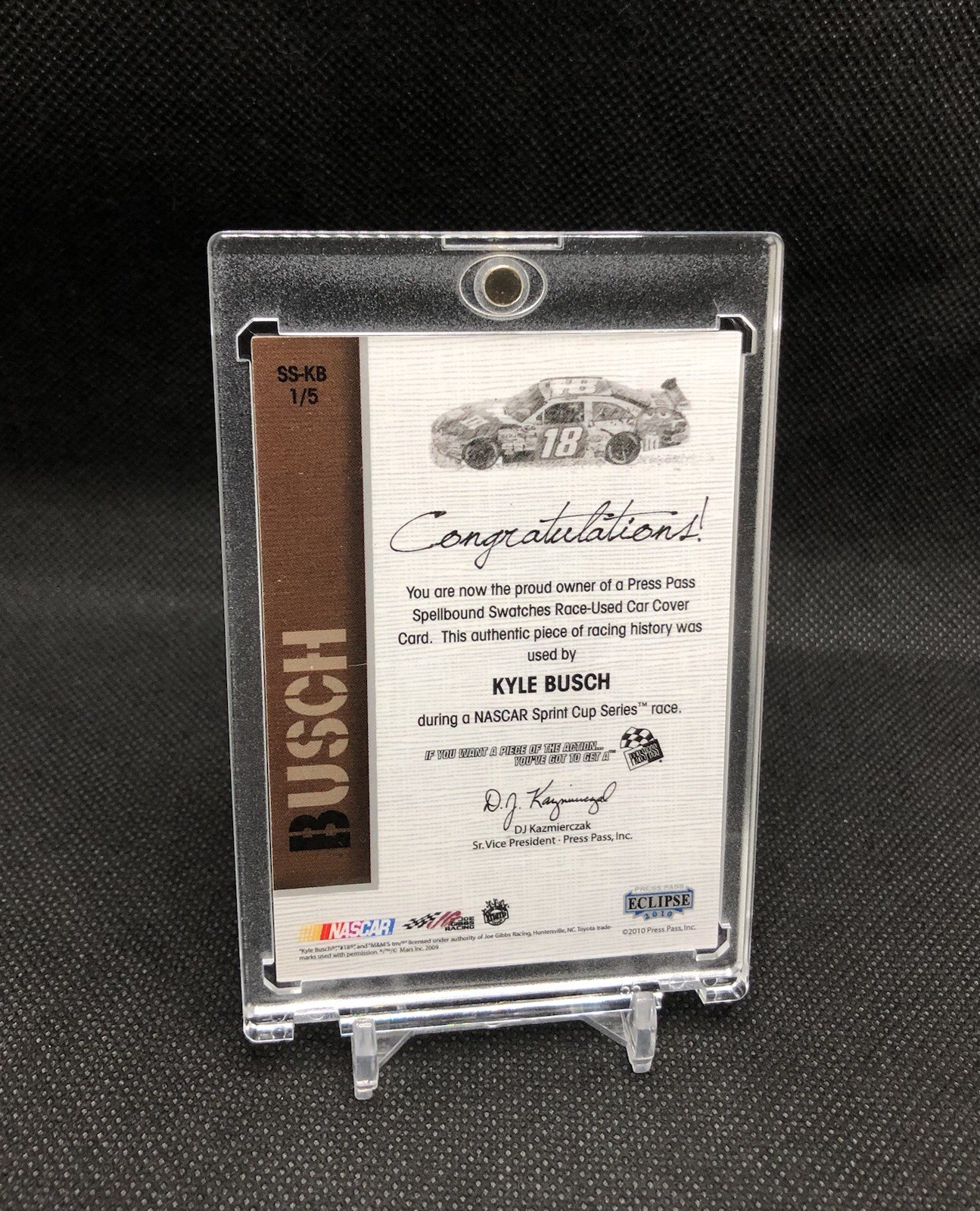 2010 Press Pass Kyle Busch COMPLETE SPELLBOUND PATCH SET /299 IN 5 CARD FRAME 🙏