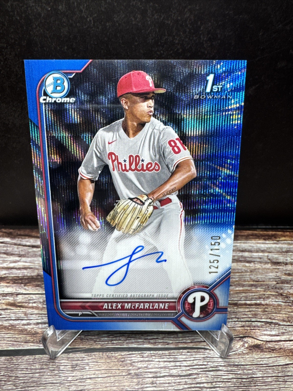 2022 Bowman Draft Alex McFarlane Chrome Blue Wave Refractor Auto /150 #CDA-AME