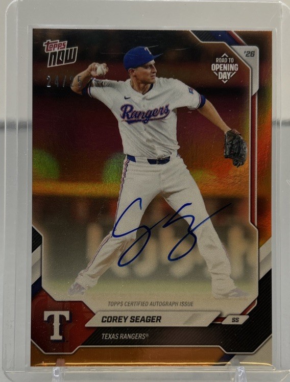Corey Seager /25 Auto 2026 Topps Now Road To Opening Day Orange Foil – Rangers