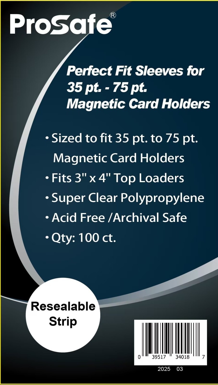 100 Pro Safe Clear Perfect Fit Sleeves for 35pt -75pt Magnectic Card Holders