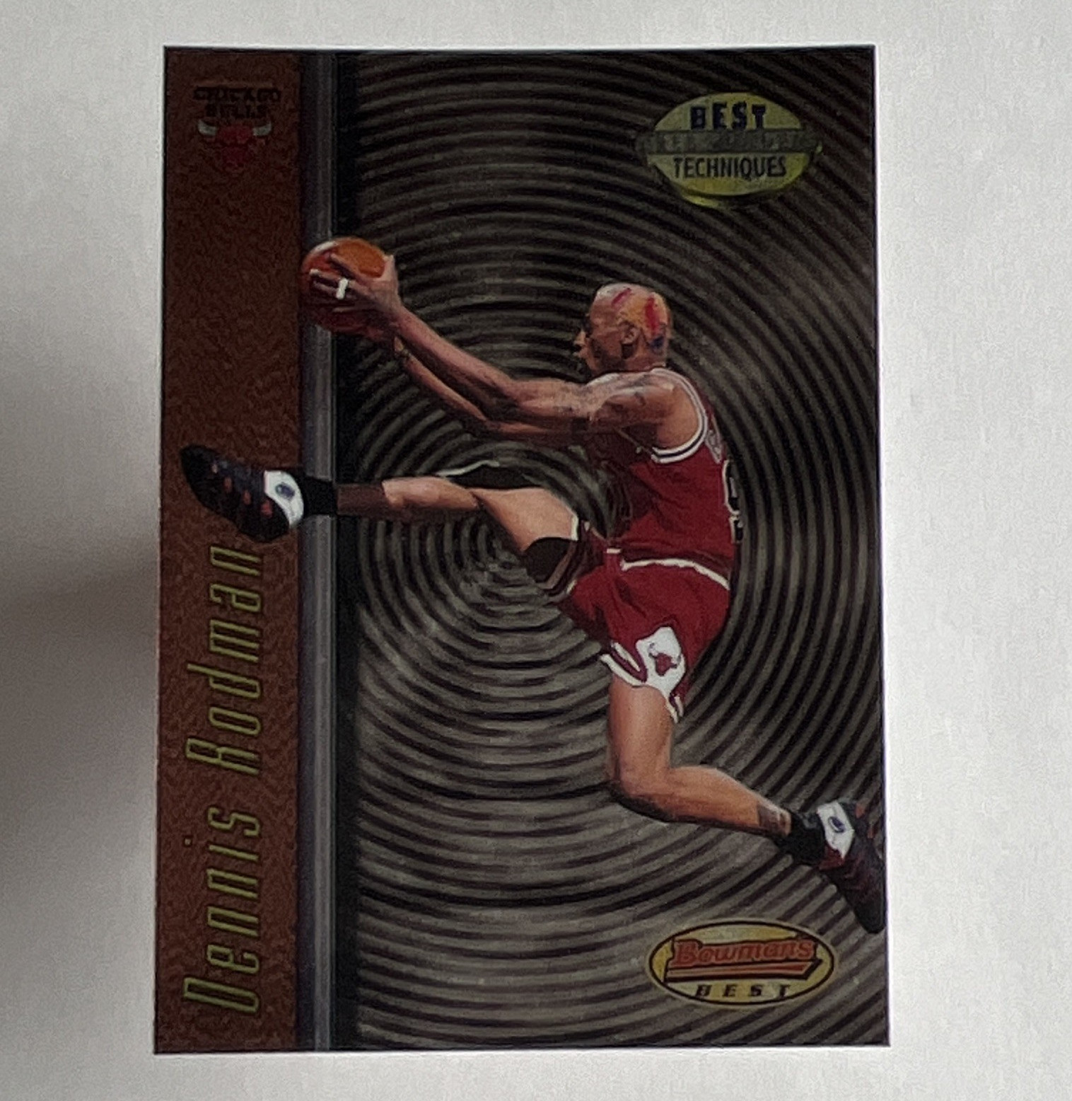 Topps 1997-98 Bowman’s Best Dennis Rodman Best Techniques Insert #T7 Bulls NBA