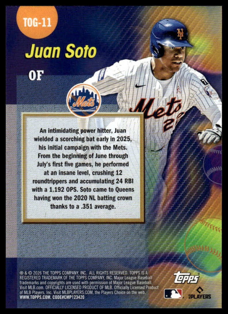 Juan Soto 2026 Topps #TOG-11 New York Mets Titans of the Game