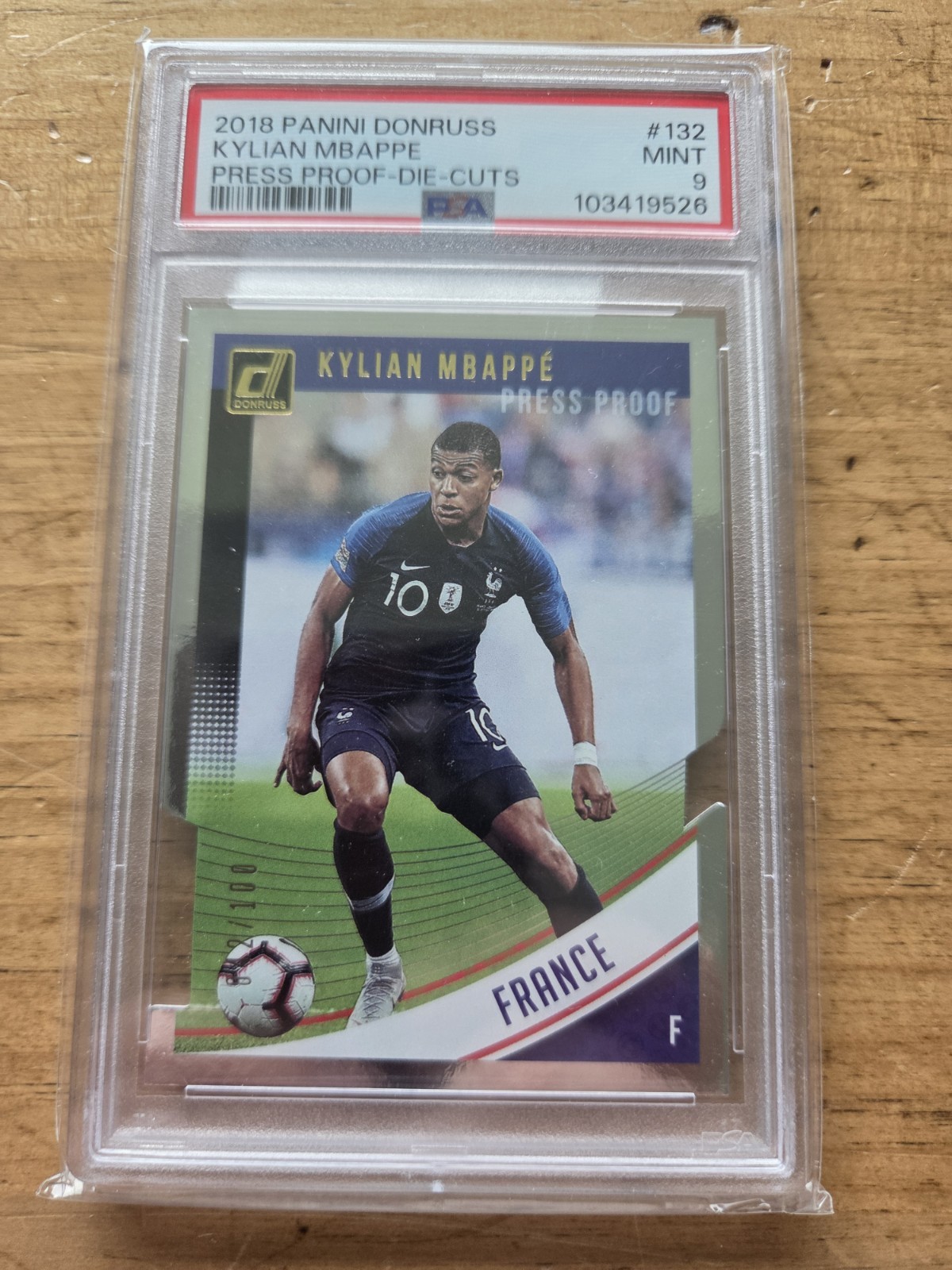 Kylian Mbappe 2018 Donruss Press Proof Die Cut /100 #132 RC PSA 9 LOW POP