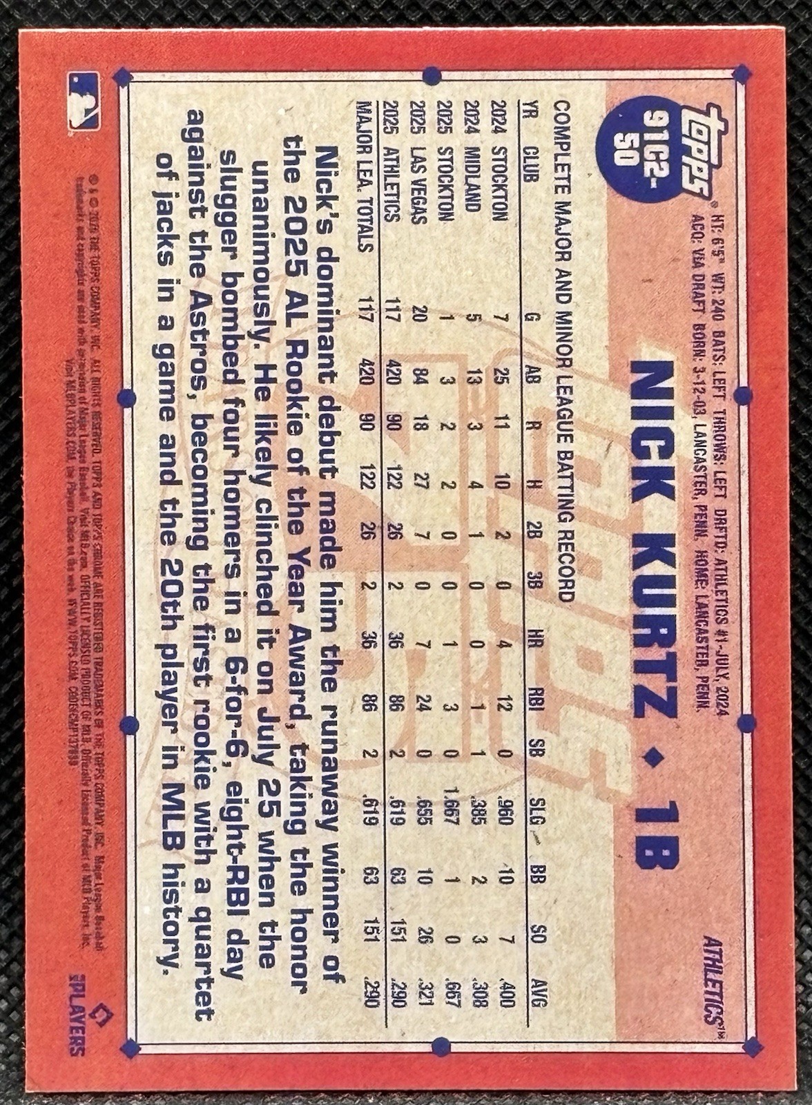 Nick Kurtz 2026 Topps Series 2 Chrome Silver Pack Mojo Refractor Athletics