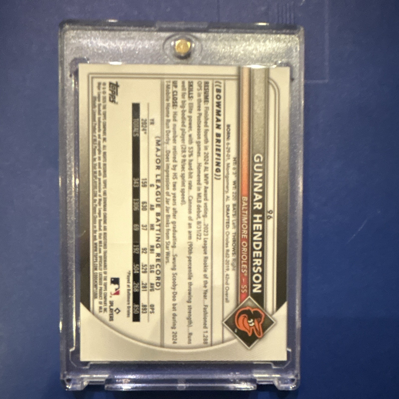 2024 Bowman Chrome Gunnar Henderson True Orange Refractor #9612 12/25