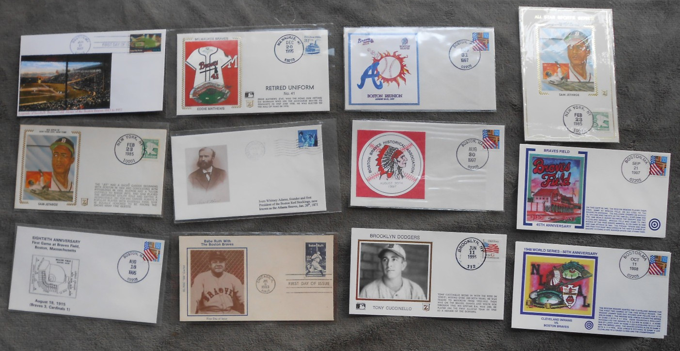 12 Braves Related Postal Covers – 11 Different