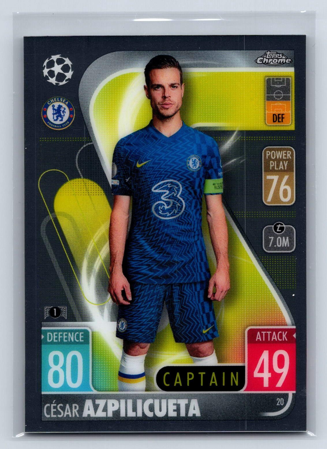 César Azpilicueta 2021-22 Topps Chrome Match Attax UEFA Chelsea FC #20