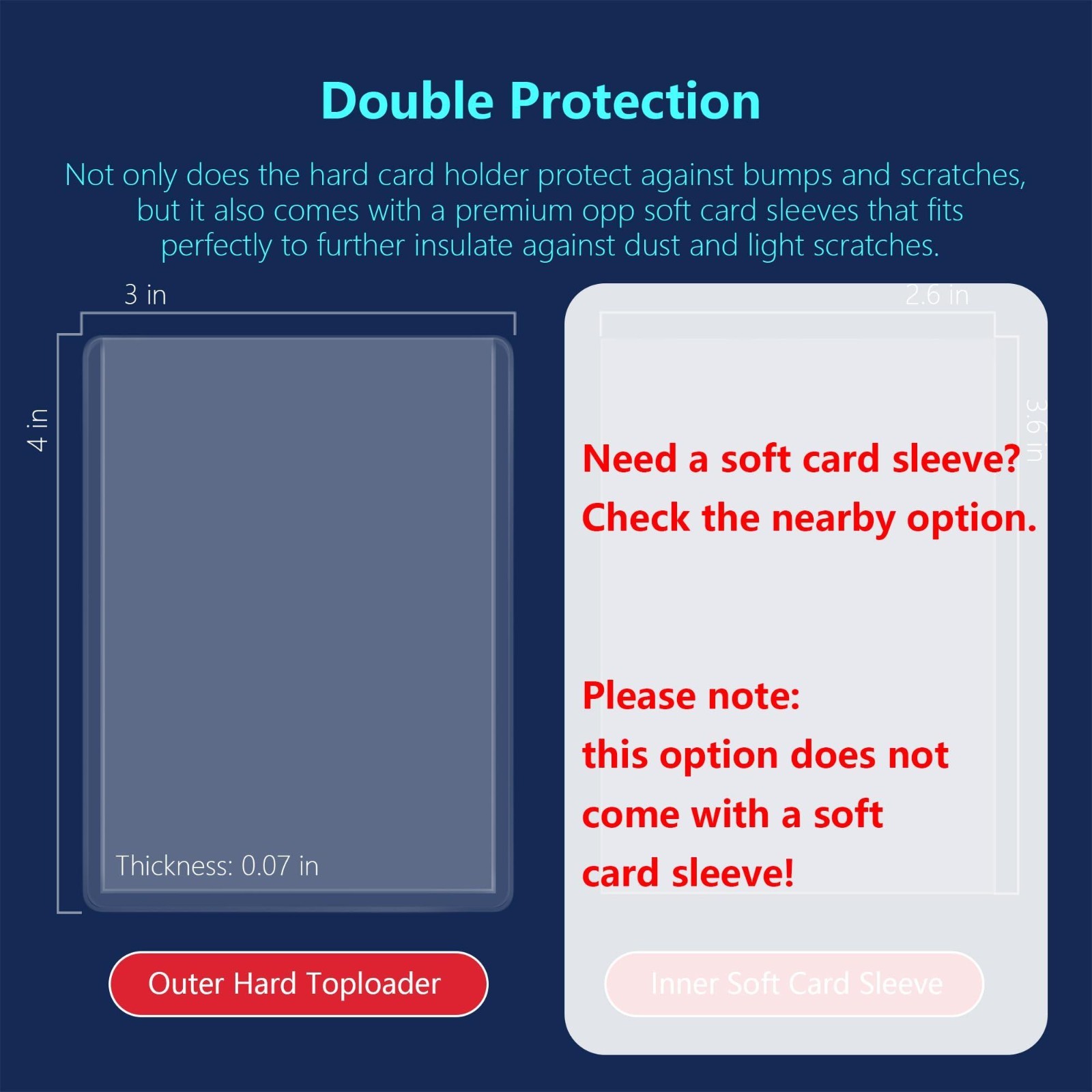 100 Ct Card Sleeves Top Loaders 3×4 – Hard Plastic Trading Baseball Cards Holder