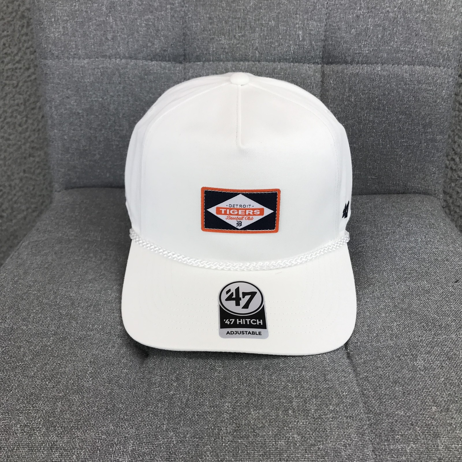 Detroit Tigers Hat Cap Snap Back Mens One Size White MLB Baseball ’47 Hitch