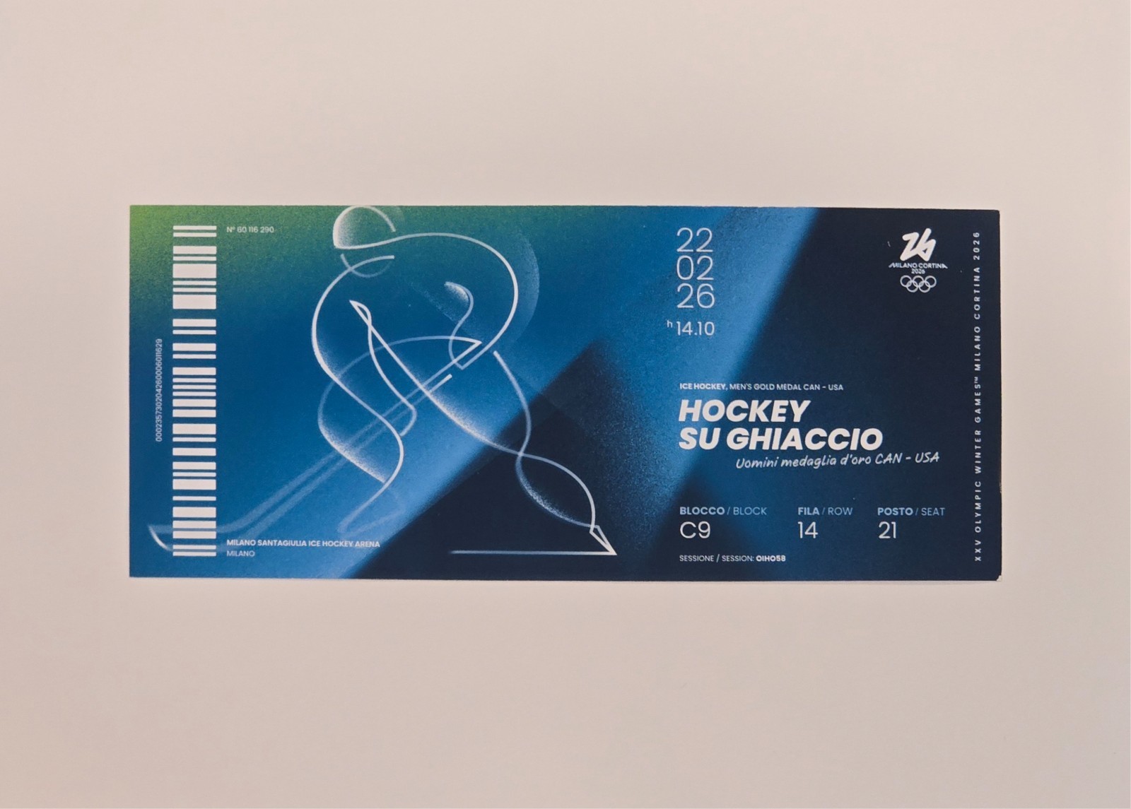 2026 Milan Cortina Olympics Men’s Ice Hockey Gold Medal Ticket USA vs Canada OT