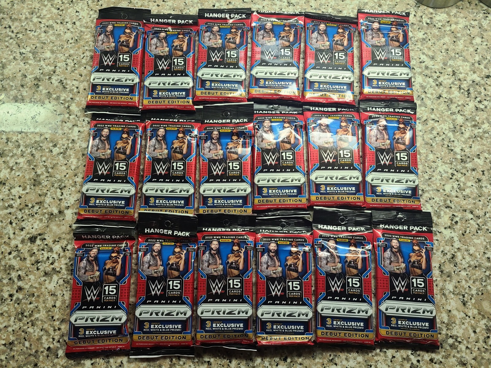 2022 WWE Panini Prizm Hanger Pack Sealed Cello Packs LOT of 18 Debut Edition NEW