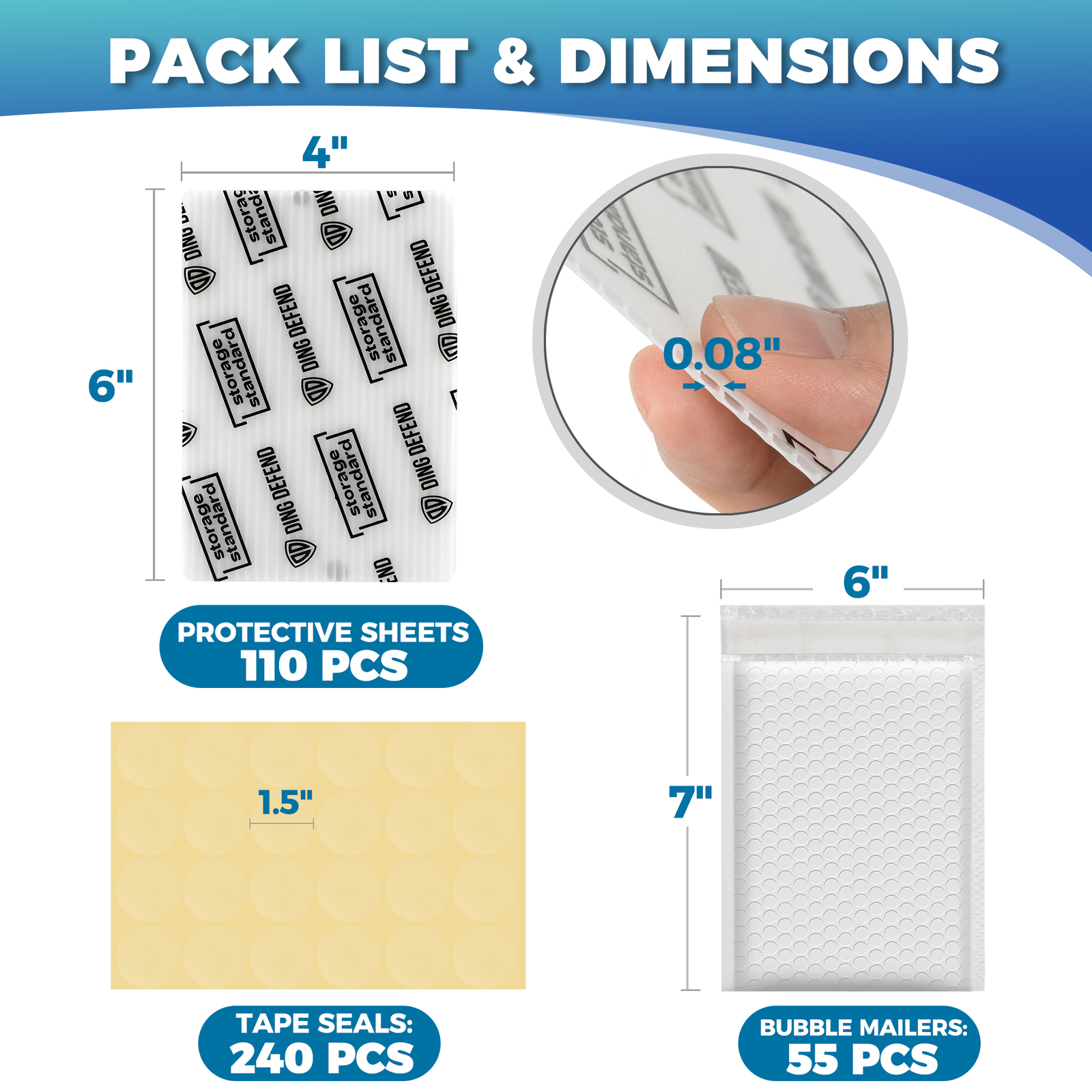 Ding Defend Card Shipping Kit Envelope Bubble Mailers – 110 4’’ x 6’’ Protectors