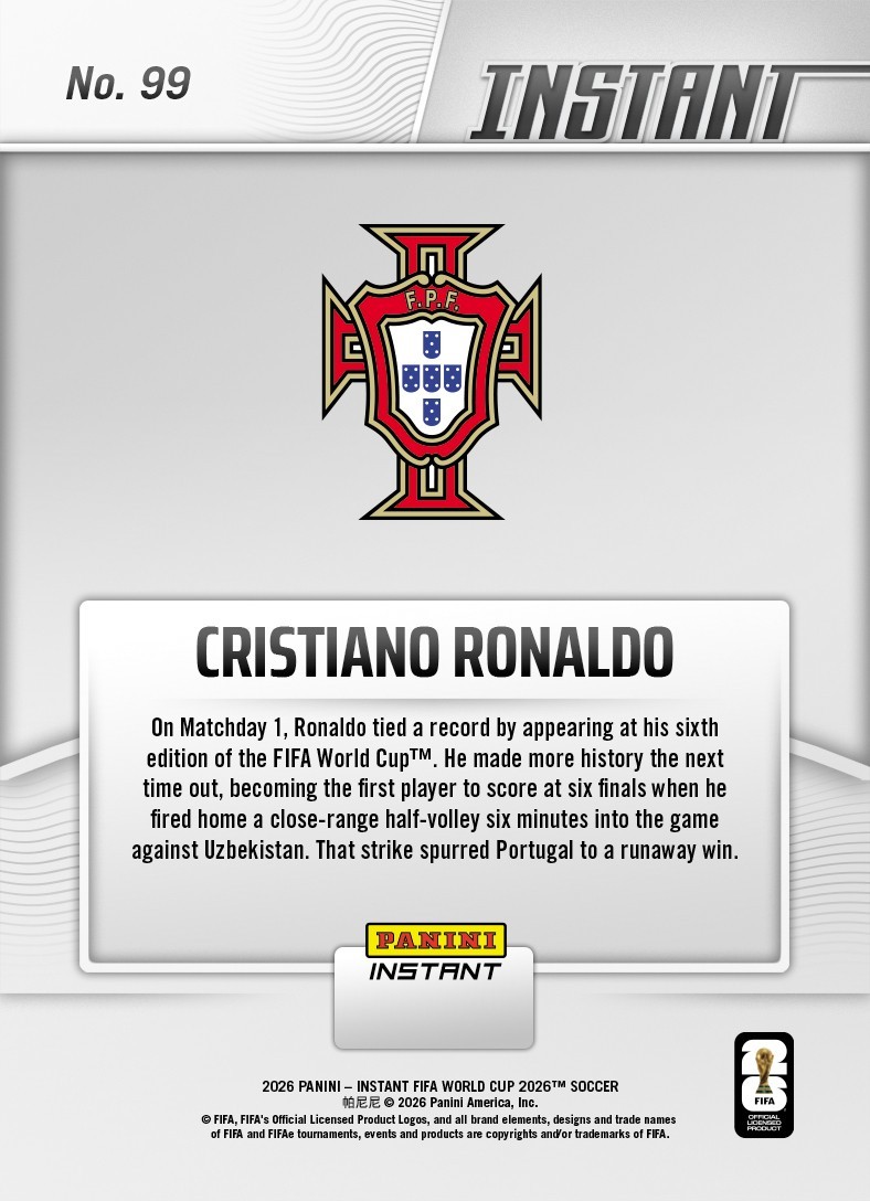 2026 Panini Instant FIFA World Cup #99 Cristiano Ronaldo Portugal PRESALE