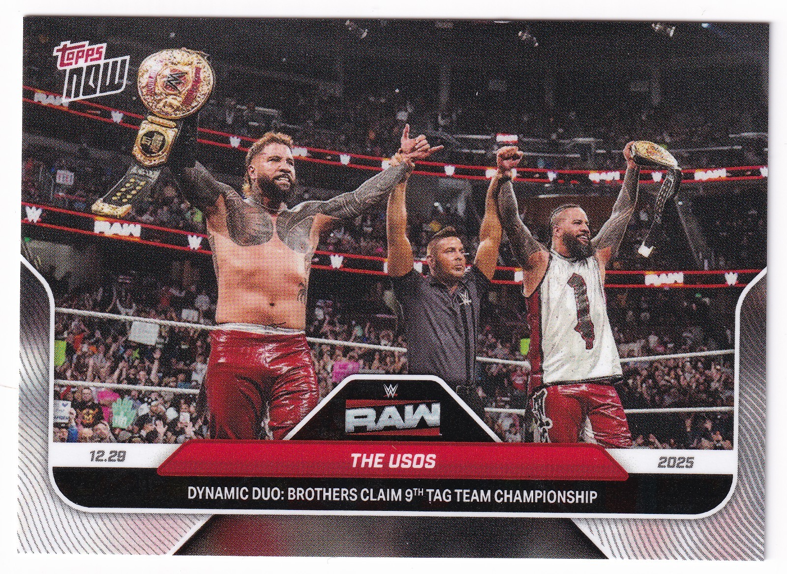 Usos 2025 Topps Now WWE 140 Jey Uso Jimmy Uso December 29 Tag Team