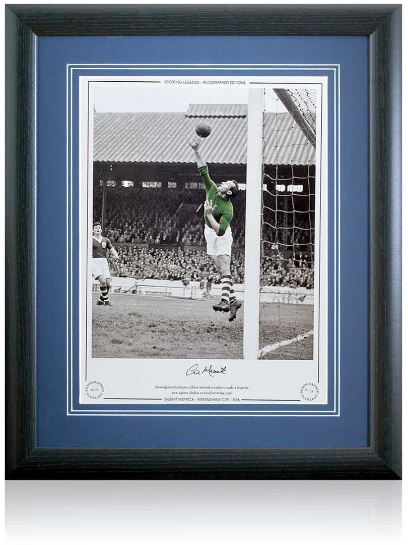 Gilbert Merrick Birmingham City Legend Signed Photograph 23x19in Framed + COA