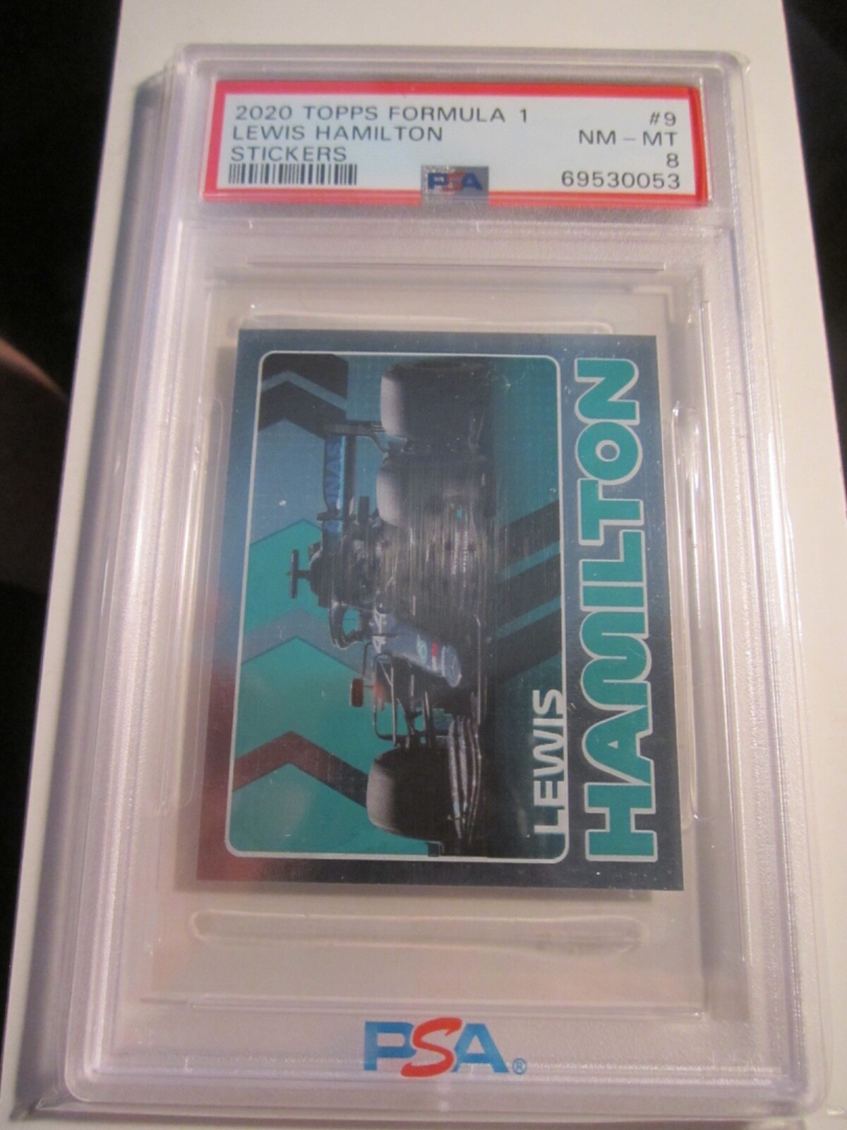 2020 LEWIS HAMILTON TOPPS FORMULA 1 RACING STICKER #9 PSA GRADED 8 – BBA-30