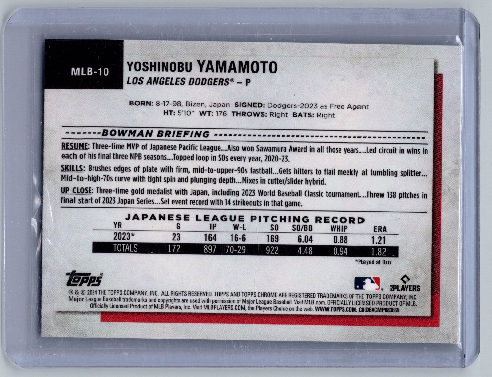 2024 Topps National Convention – Topps Chrome Baseball Yoshinobu Yamamoto (RC)