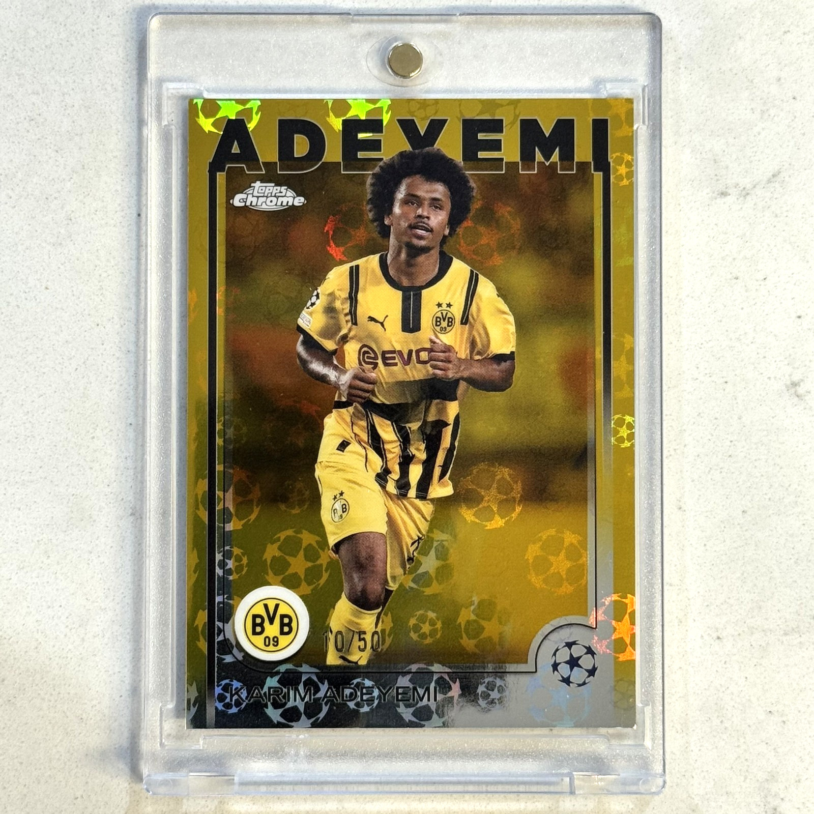 2024-25 Topps Chrome Karim Adeyemi Starball Variation Gold Refractor /50