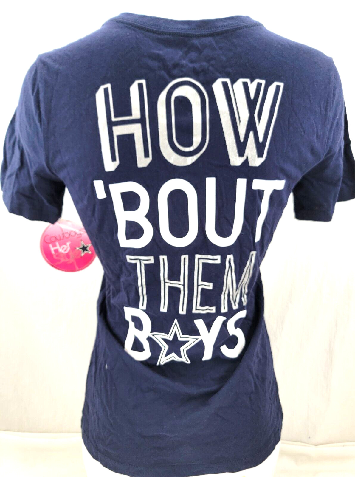 NEW Dallas Cowboys How ‘Bout Them Boys Navy Blue V-Neck Shirt Women’s M
