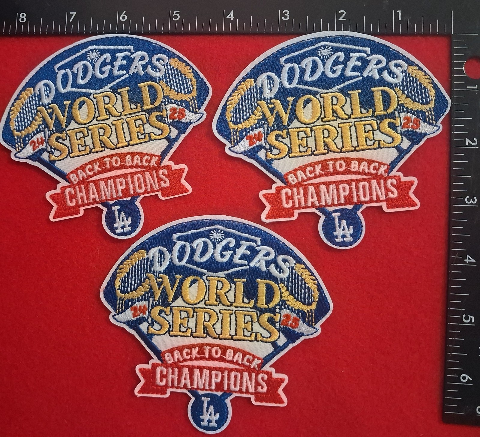 3 QTY WORLD SERIES BACK to BACK LOS ANGELES DODGERS IRON ON PATCH