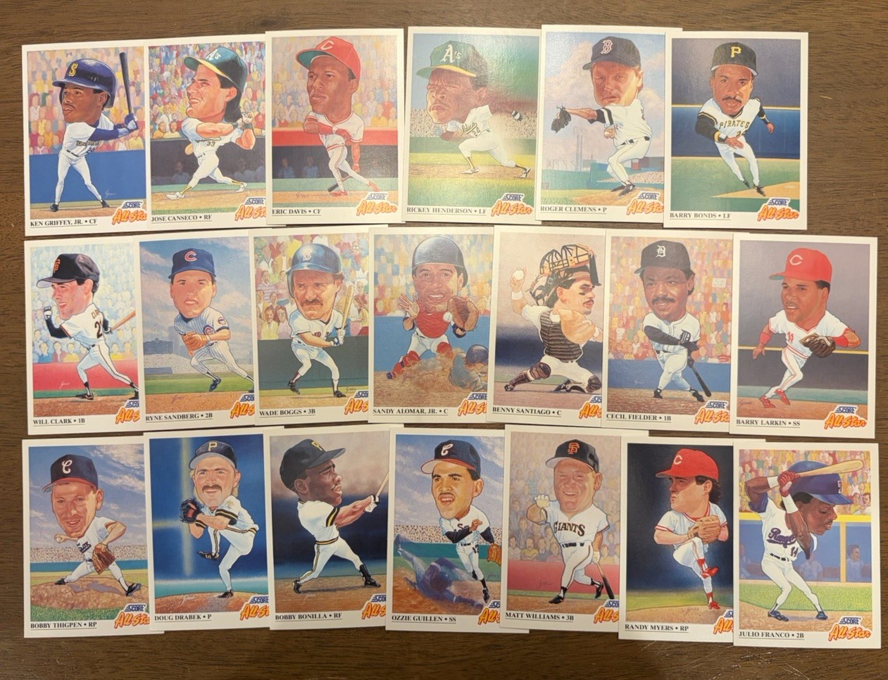(20) CARD SET = 1991 SCORE “ALL STAR” BIG HEAD – GRIFFEY BONDS CANSECO MORE HOF