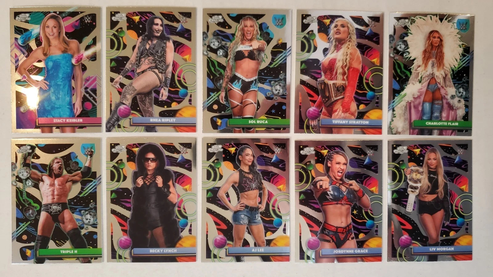 2026 Topps Cosmic Chrome WWE – BASE CARDS – Card #s 1-200 – Pick your Wrestler
